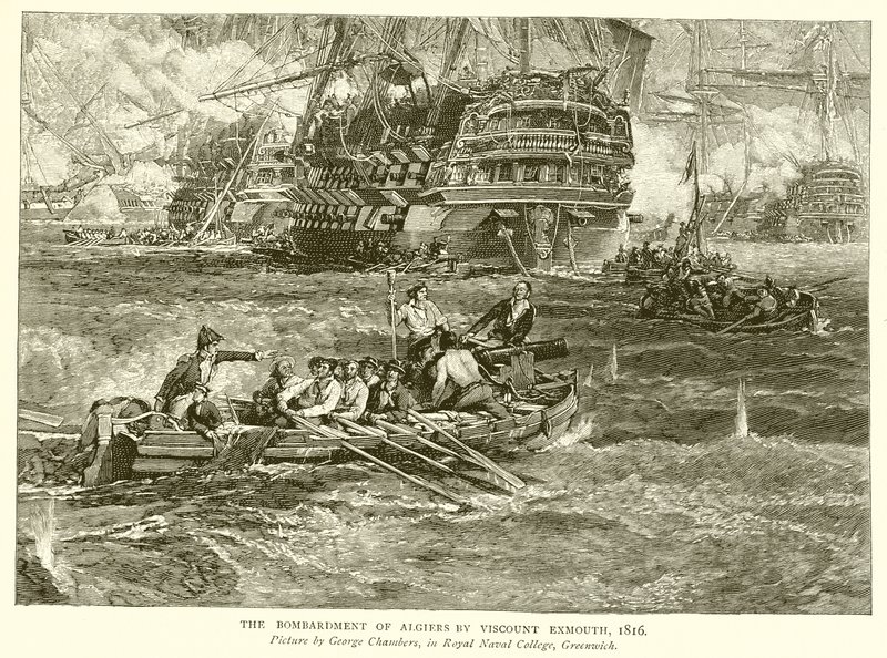 The Bombardment of Algiers by Viscount Exmouth, 1816 by English School