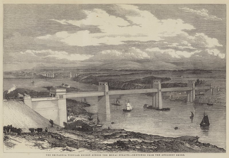 The Britannia Tubular Bridge Across the Menai Straits by English School