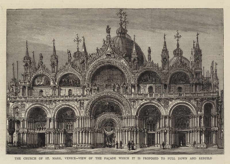 The Church of St Mark, Venice, View of the Facade which it is proposed to pull down and rebuild by English School