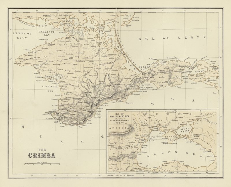 The Crimea; Map of the Black Sea by English School