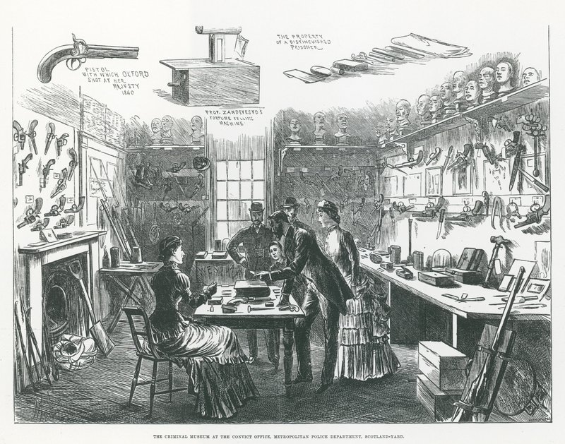 The Criminal Museum at the Convict Office, Metropolitan Police Department, Scotland Yard by English School