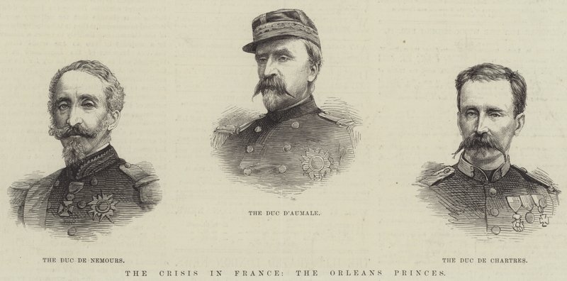 The Crisis in France, the Orleans Princes (engraving) by English School