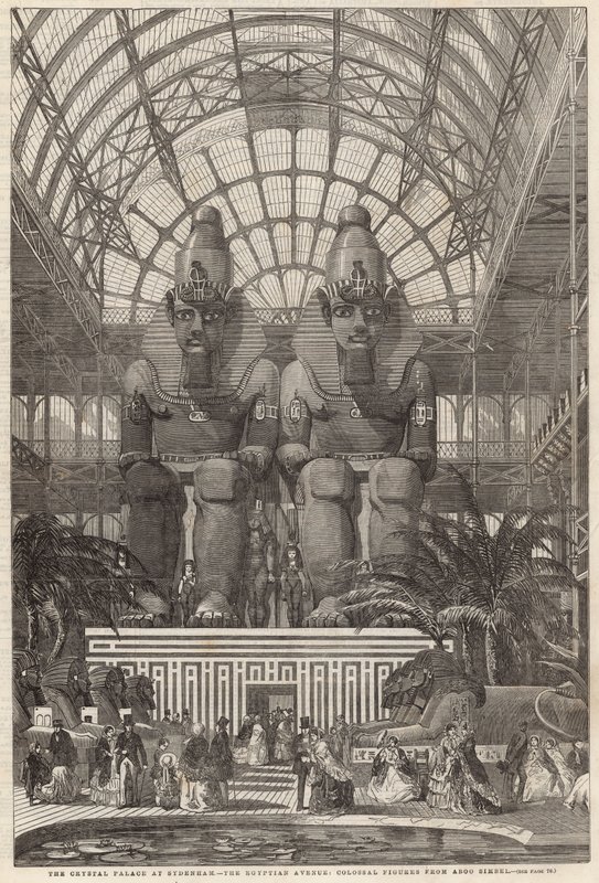 The Crystal Palace at Sydenham; The Egyptian Avenue, Colossal Figures from the Aboo Simbel by English School