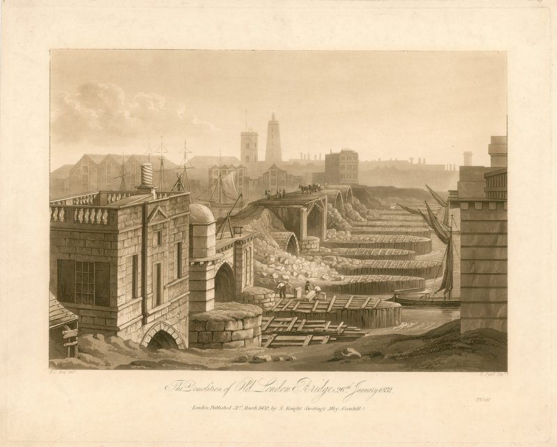 The Demolition of Old London Bridge, 26 January 1832 by English School