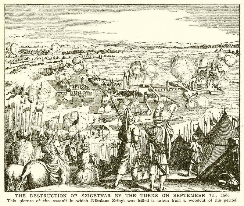 The Destruction of Szigetvar by the Turks on September 7th, 1566 by English School