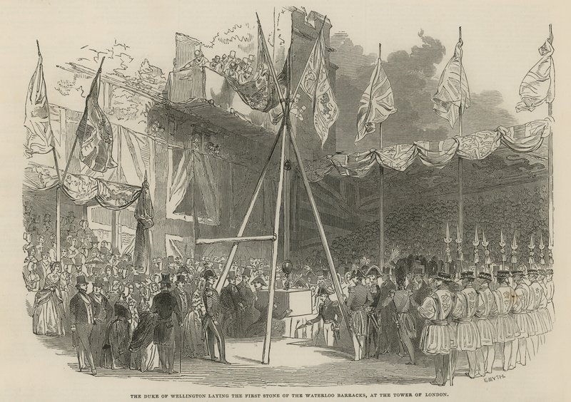 The Duke of Wellington Laying the First Stone of the Waterloo Barracks by English School