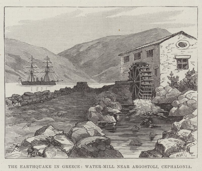 The Earthquake in Greece, Water-Mill near Argostoli, Cephalonia by English School