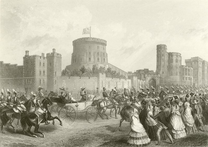 The Emperor and Empress of the French at Windsor Castle by English School