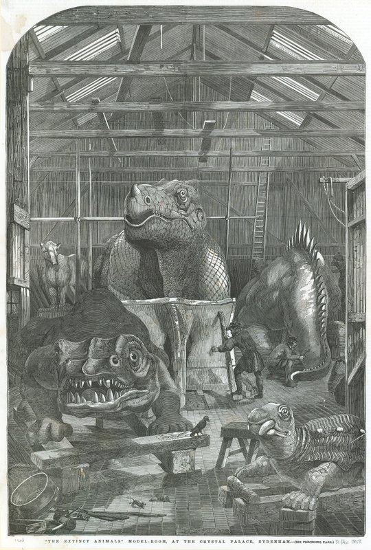 The Extinct Animals Model Room, at the Crystal Palace, Sydenham by English School