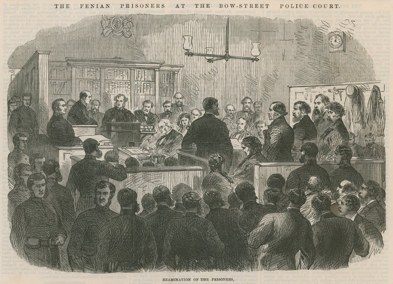 The Fenian Prisoners at the Bow Street Police Court by English School