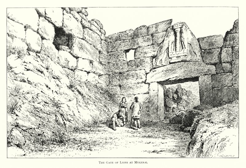 The Gate of Lions at Mykenae by English School