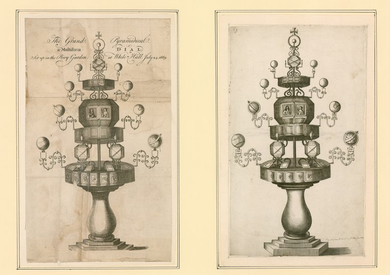 The Grand Pyramidical and Multiform Dial Set Up in the Privy Garden at Whitehall, 24 July 1669 by English School