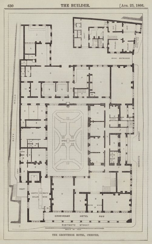 The Grosvenor Hotel, Chester (engraving) by English School
