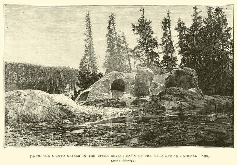 The Grotto Geyser in the Upper Geyser Basin of the Yellowstone National Park by English School