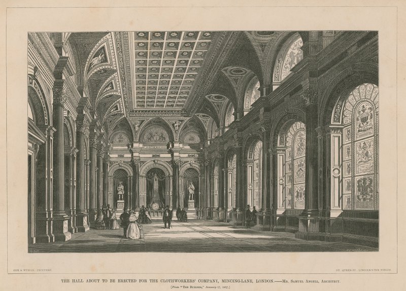 The Hall About to be Erected for the Clothworkers Company, Mincing Lane by English School
