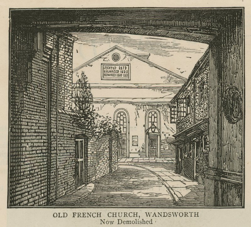 The Huguenots in England: Old French church, Wandsworth by English School