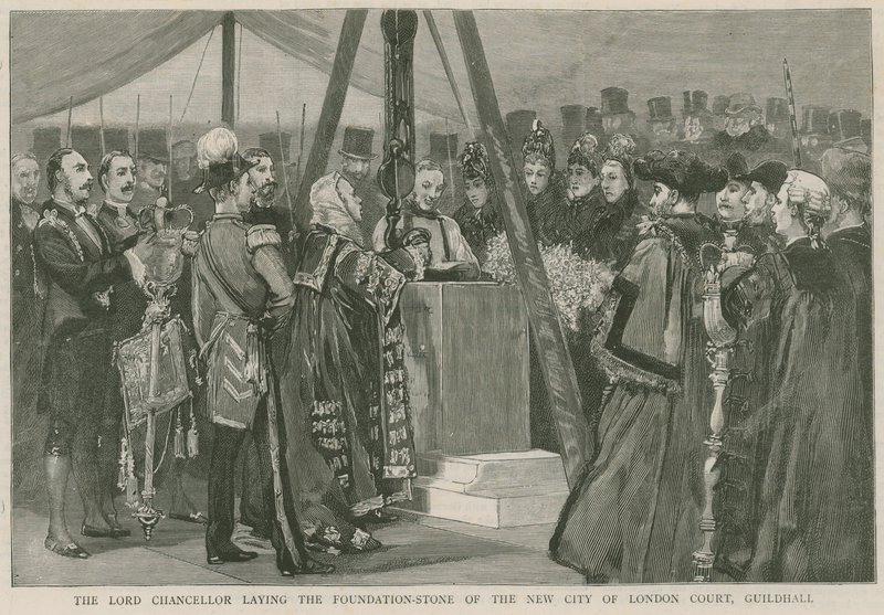 The Lord Chancellor Laying the Foundation Stone of the New City of London Court, Guildhall by English School