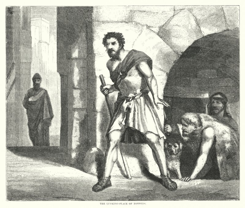 The Lurking-Place of Robbers (engraving) by English School