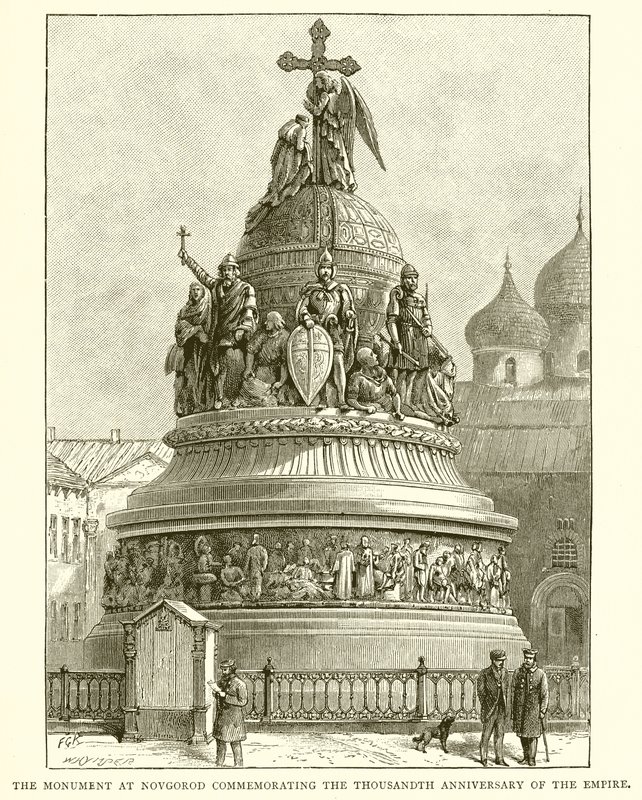 The Monument at Novgorod Commemorating the Thousandth Anniversary of the Empire, 1862 by English School