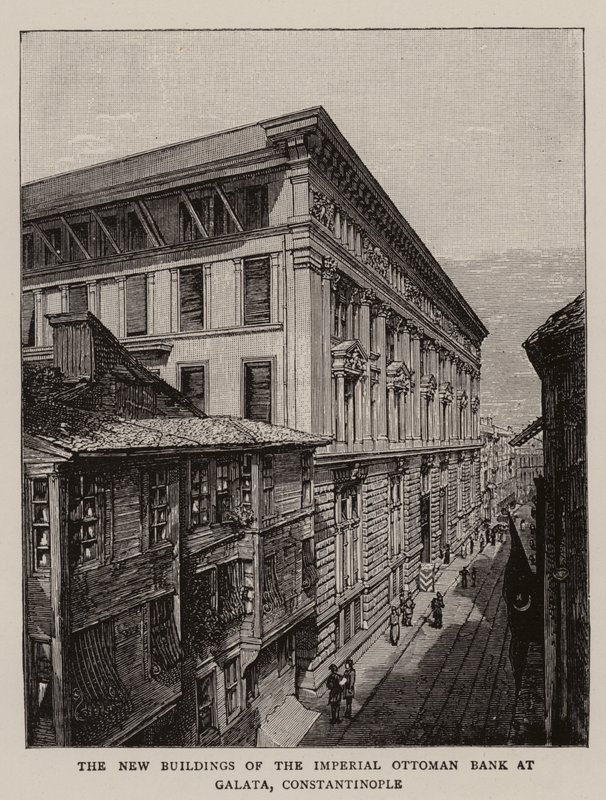 The New Buildings of the Imperial Ottoman Bank at Galata, Constantinople by English School
