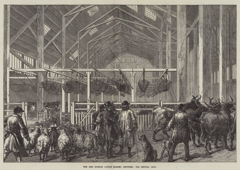 The New Foreign Cattle Market, Deptford, the Central Shed by English School