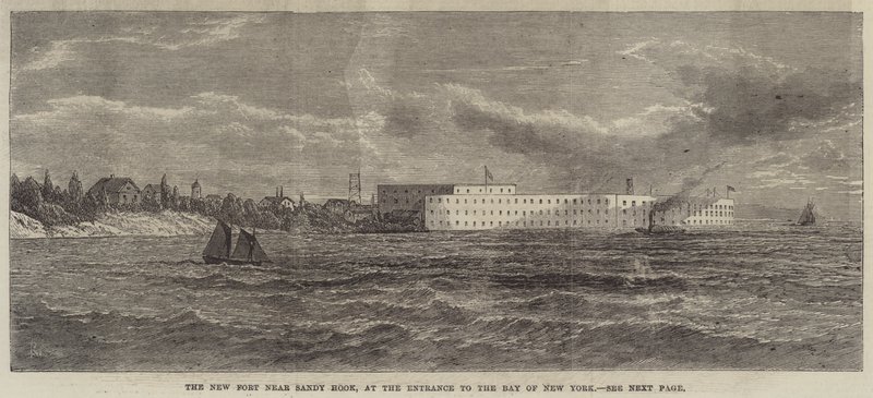 The New Fort near Sandy Hook, at the Entrance to the Bay of New York by English School