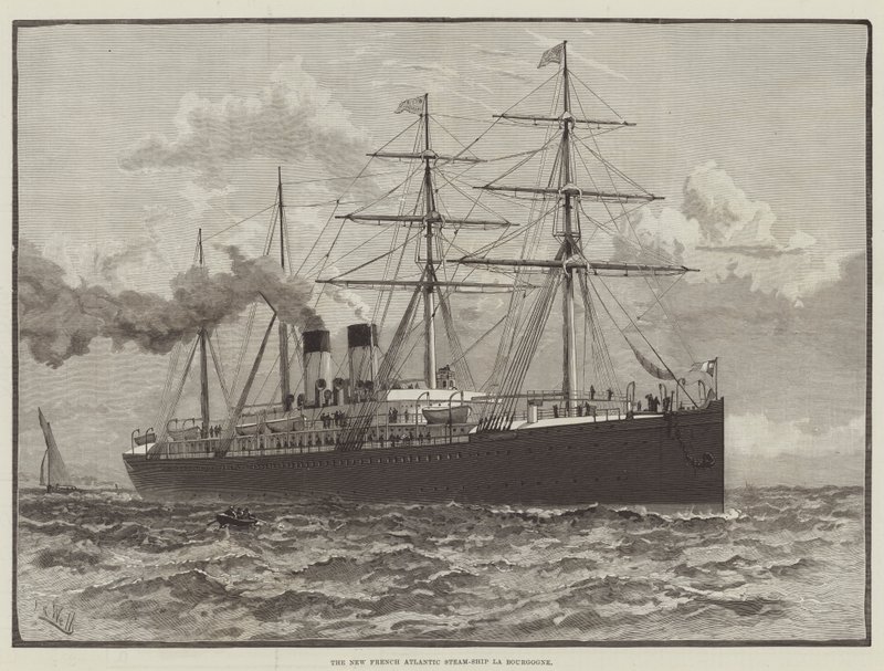 The New French Atlantic Steam-Ship La Bourgogne by English School