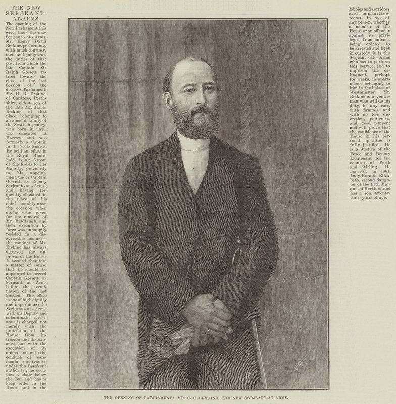 The Opening of Parliament, Mr H D Erskine, the New Serjeant-at-Arms by English School
