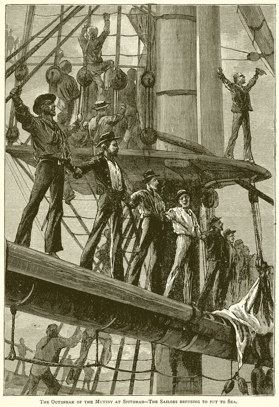 The Outbreak of the Mutiny at Spithead—The Sailors Refusing to Put to Sea by English School