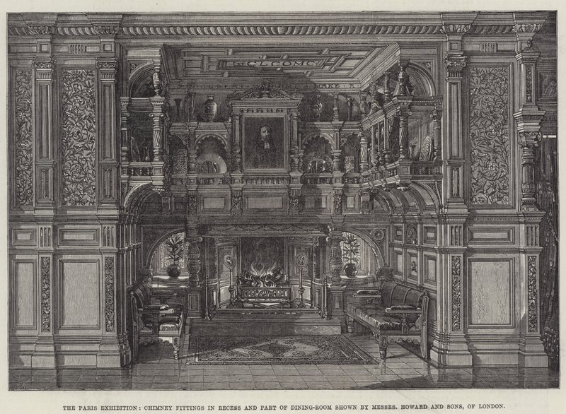The Paris Exhibition, Chimney Fittings in Recess and Part of Dining-Room shown by Messers Howard and Sons, of London by English School