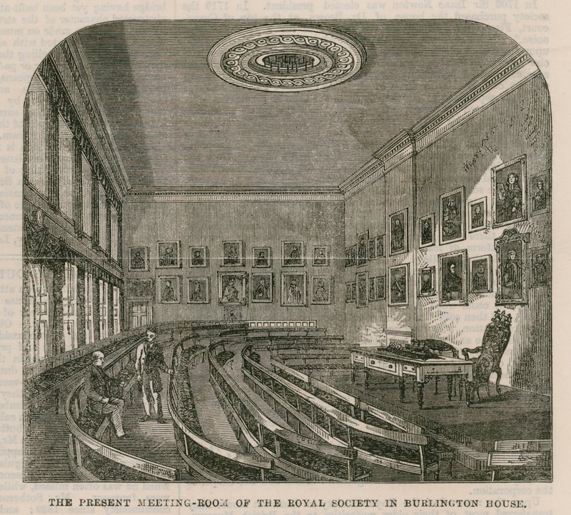 The Present Meeting-Room of the Royal Society in Burlington House by English School