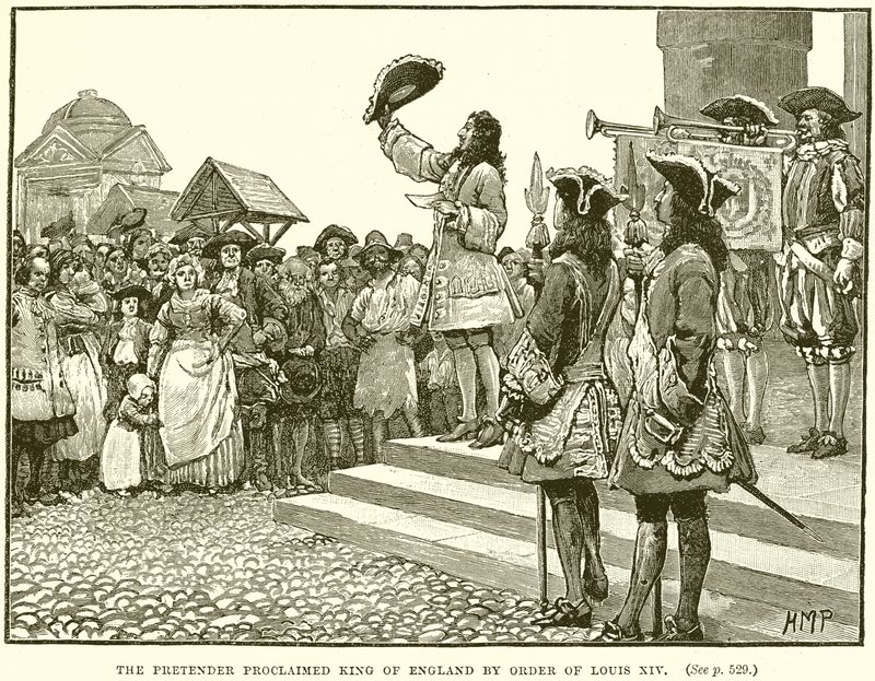 The Pretender Proclaimed King of England by Order of Louis XIV by English School
