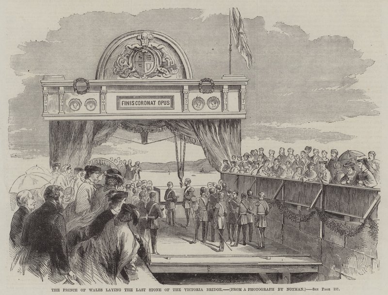 The Prince of Wales Laying the Last Stone of the Victoria Bridge by English School