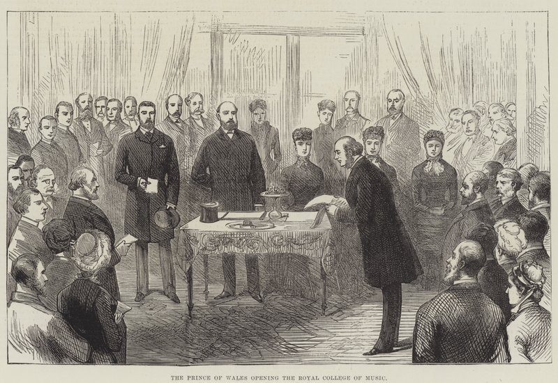 The Prince of Wales opening the Royal College of Music (engraving) by English School