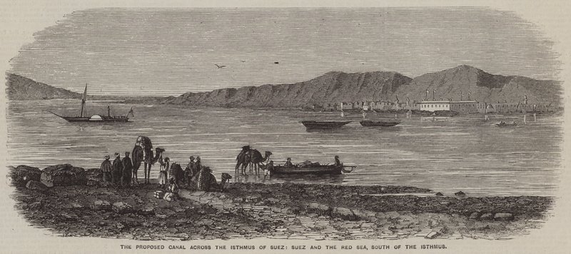 The Proposed Canal across the Isthmus of Suez, Suez and the Red Sea, South of the Isthmus (engraving) by English School