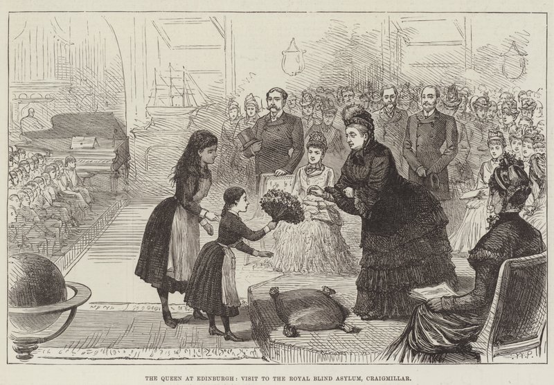The Queen at Edinburgh, Visit to the Royal Blind Asylum, Craigmillar by English School