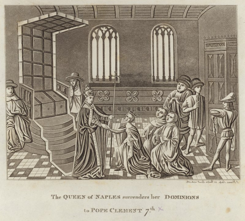 The Queen of Naples Surrenders Her Dominions to Pope Clement VII by English School