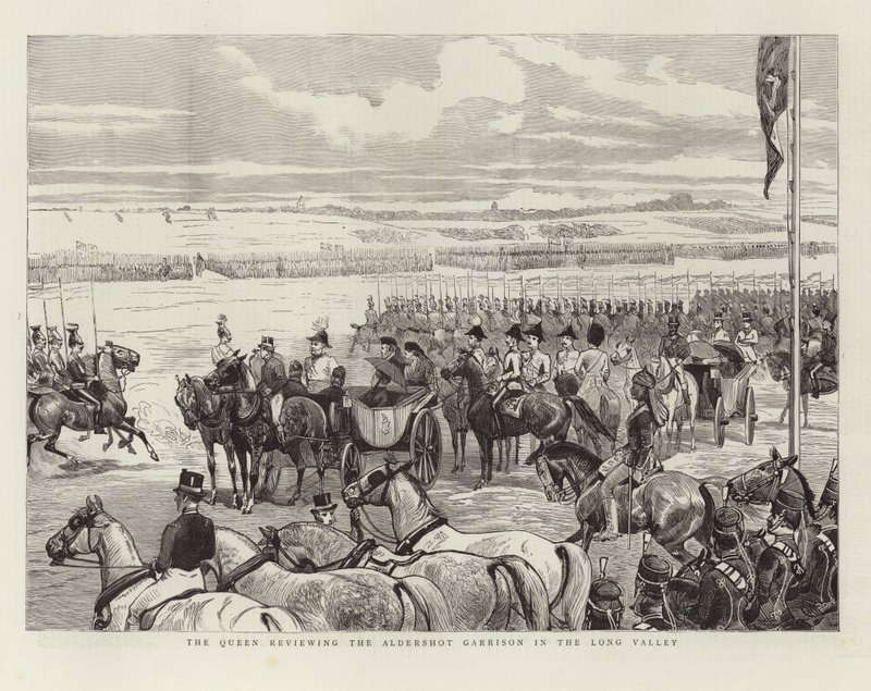 The Queen Reviewing the Aldershot Garrison in the Long Valley by English School
