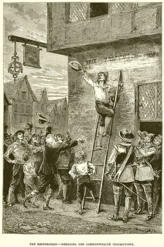 The Restoration--Defacing the Commonwealth Inscriptions by English School