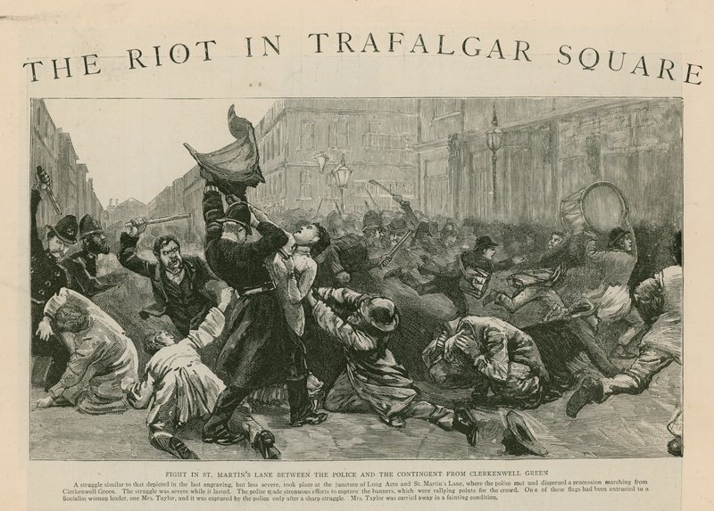 The Riot in Trafalgar Square: Fight in St Martins Lane Between the Police and the Contingent from Clerkenwell Green by English School