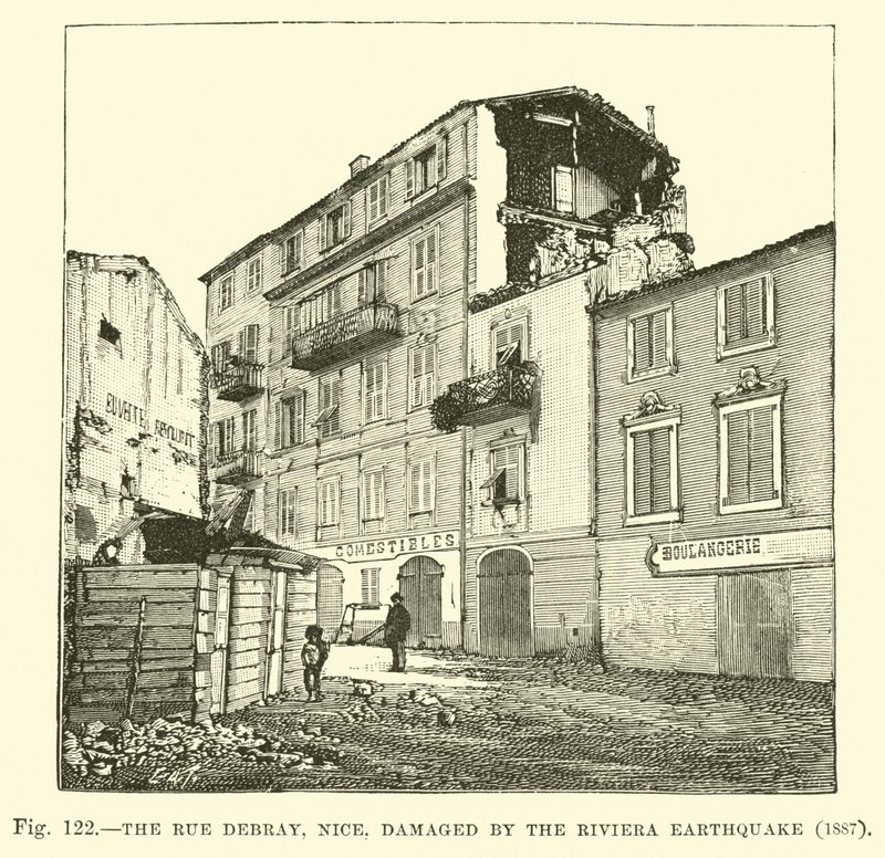 The Rue Debray, Nice, Damaged by the Riviera Earthquake, 1887 by English School