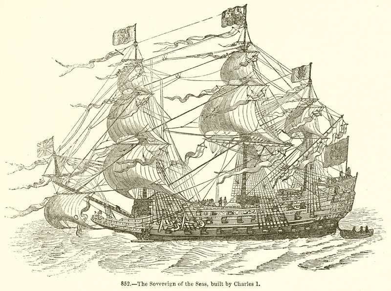 The Sovereign of the Seas, Built by Charles I by English School