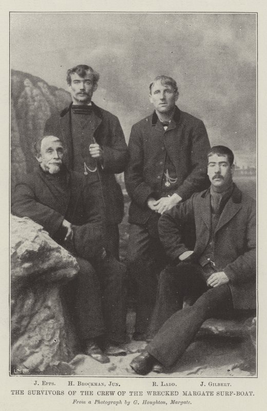 The Survivors of the Crew of the Wrecked Margate Surf-Boat (engraving) by English School