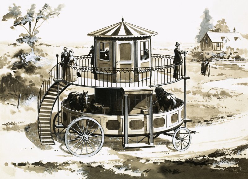 The Treadmill Bus, Invented in 1824 by William Francis Snowdon by English School