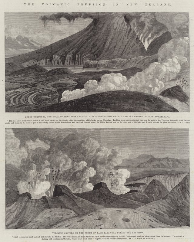 The Volcanic Eruption in New Zealand (engraving) by English School