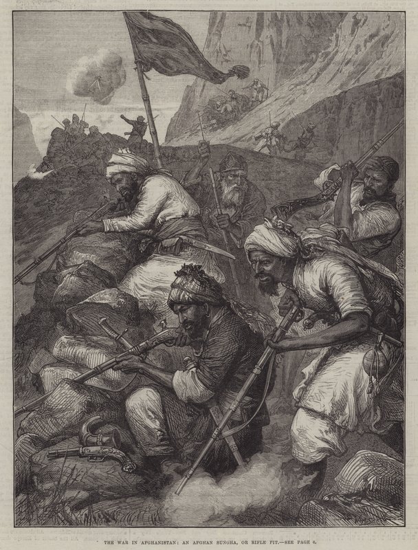 The War in Afghanistan, an Afghan Sungha, or Rifle Pit by English School