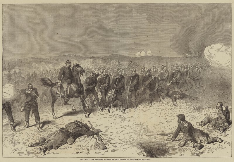 The War, the Prussian Guards in the Battle of Sedan by English School