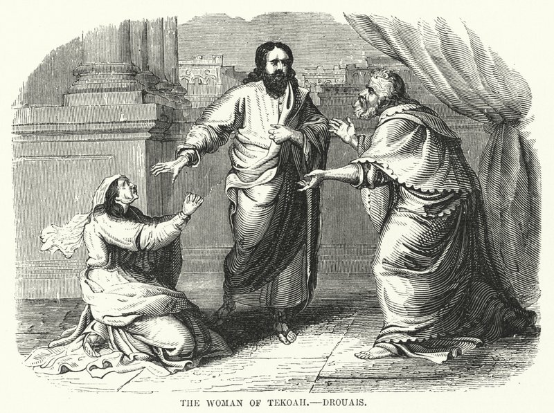 The Woman of Tekoah, Drouais (engraving) by English School