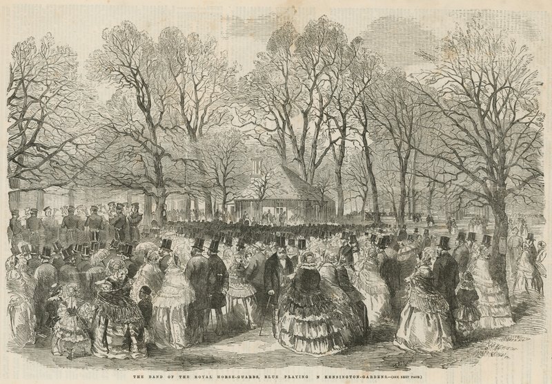 The band of the Royal Horse Guards Blue playing at Kensington Gardens by English School