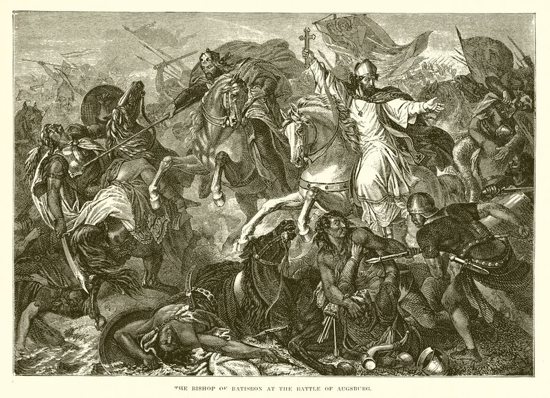 The Bishop of Ratisbon at the Battle of Augsburg by English School